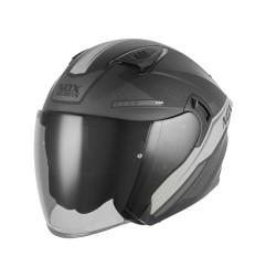 NOX KASK OTWARTY JET Z BLENDĄ N130 EKTO KOLOR SREBRNY/CZARNY MAT ROZMIAR S