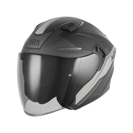 NOX KASK OTWARTY JET Z BLENDĄ N130 EKTO KOLOR SREBRNY/CZARNY MAT ROZMIAR L