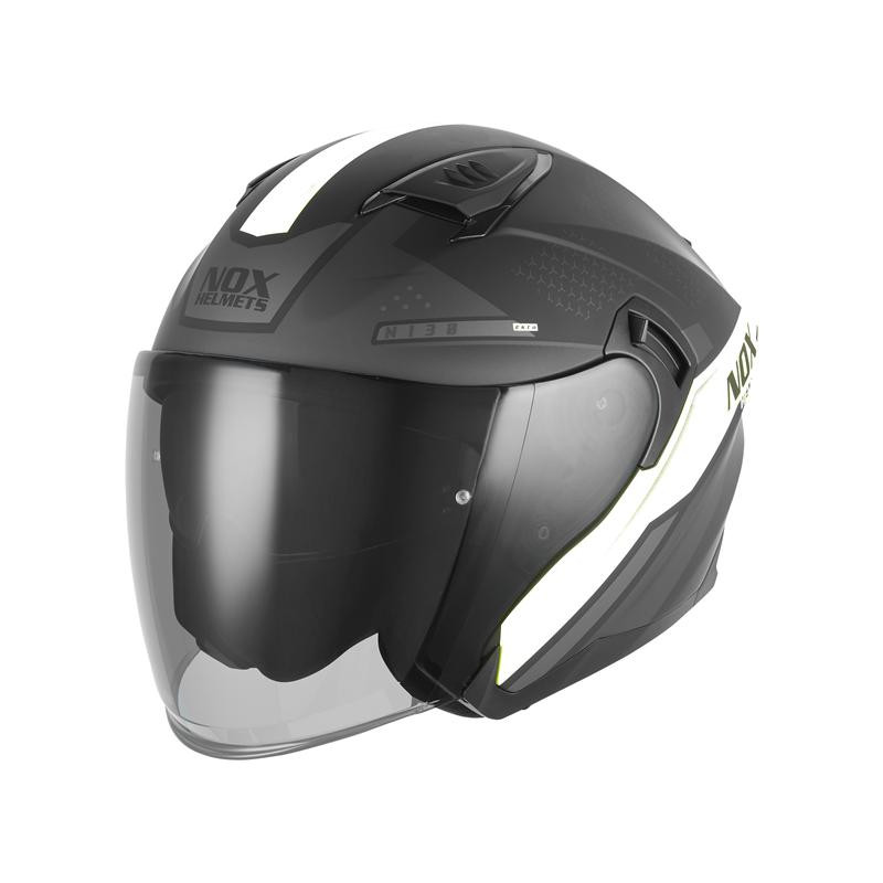 NOX KASK OTWARTY JET Z BLENDĄ N130 EKTO KOLOR BIAŁY/CZARNY MAT ROZMIAR M NOX KASK OTWARTY JET Z BLENDĄ N130 EKTO KOLOR BIAŁY/CZARNY MAT ROZMIAR M