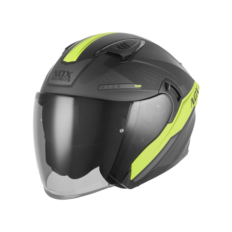 NOX KASK OTWARTY JET Z BLENDĄ N130 EKTO KOLOR ŻÓŁTY FLUO/CZARNY MAT ROZMIAR L NOX KASK OTWARTY JET Z BLENDĄ N130 EKTO KOLOR ŻÓŁTY FLUO/CZARNY MAT ROZMIAR L