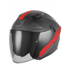 NOX KASK OTWARTY JET Z BLENDĄ N130 EKTO KOLOR CZERWONY/CZARNY MAT ROZMIAR S