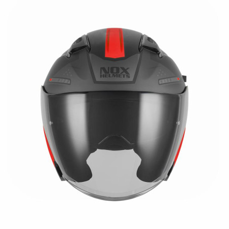 NOX KASK OTWARTY JET Z BLENDĄ N130 EKTO KOLOR CZERWONY/CZARNY MAT ROZMIAR M