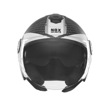 NOX KASK OTWARTY JET Z BLENDĄ N182 ROUND KOLOR CZARNY MAT/SREBRNY ROZMIAR S