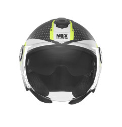 NOX KASK OTWARTY JET Z BLENDĄ N182 ROUND KOLOR CZARNY MAT/ŻÓŁTY FLUO ROZMIAR L