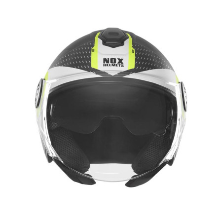 NOX KASK OTWARTY JET Z BLENDĄ N182 ROUND KOLOR CZARNY MAT/ŻÓŁTY FLUO ROZMIAR L