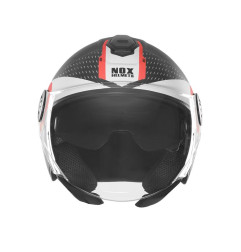 NOX KASK OTWARTY JET Z BLENDĄ N182 ROUND KOLOR CZARNY MAT/CZERWONY ROZMIAR L
