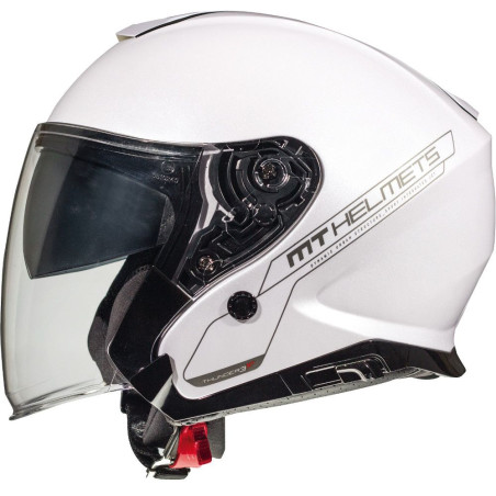 MT WYPRZEDAŻ KASK OTWARTY JET Z BLENDĄ THUNDER 3 SV JET SOLID PEARL WHITE KOLOR BIAŁY POŁYSK ROZMIAR XS