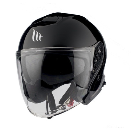 MT WYPRZEDAŻ KASK OTWARTY JET Z BLENDĄ THUNDER 3 SV JET SOLID GLOSS BLACK KOLOR CZARNY POŁYSK ROZMIAR M