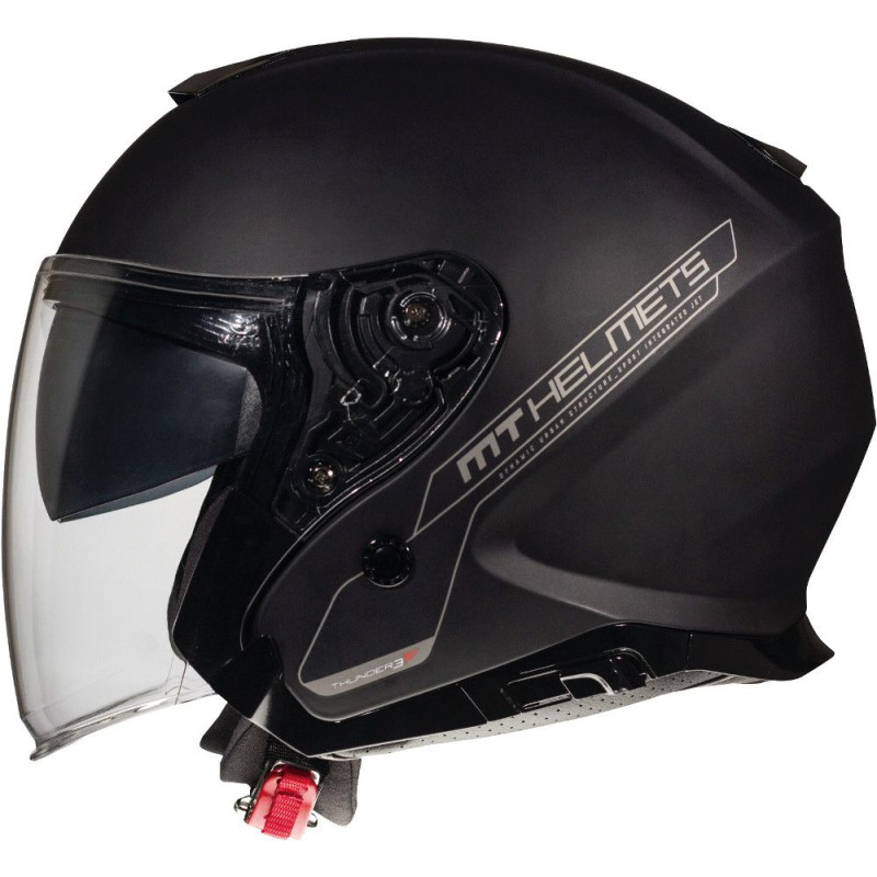 MT WYPRZEDAŻ KASK OTWARTY JET Z BLENDĄ THUNDER 3 SV JET SOLID MATT BLACK KOLOR CZARNY MAT ROZMIAR S