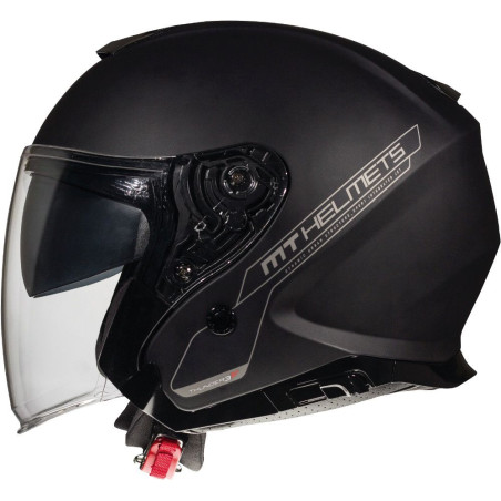 MT WYPRZEDAŻ KASK OTWARTY JET Z BLENDĄ THUNDER 3 SV JET SOLID MATT BLACK KOLOR CZARNY MAT ROZMIAR S