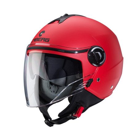 CABERG PROMOCJA KASK OTWARTY JET Z BLENDĄ MODEL RIVIERA V4X SOLID KOLOR CZERWONY MAT ROZMIAR XS