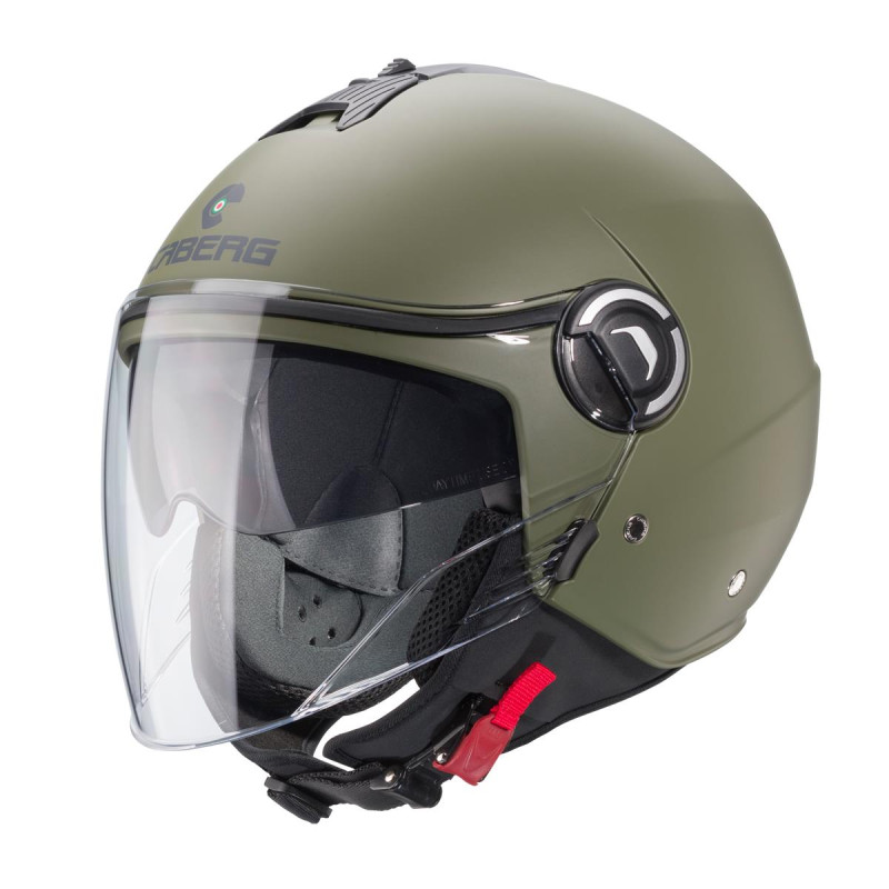 CABERG KASK OTWARTY JET Z BLENDĄ MODEL RIVIERA V4X SOLID KOLOR ZIELONY MAT - MILITARY GREEN ROZMIAR S