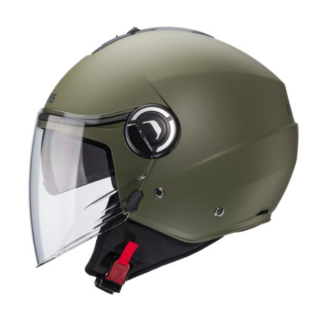 CABERG KASK OTWARTY JET Z BLENDĄ MODEL RIVIERA V4X SOLID KOLOR ZIELONY MAT - MILITARY GREEN ROZMIAR L