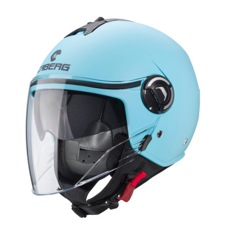 CABERG KASK OTWARTY JET Z BLENDĄ MODEL RIVIERA V4X SOLID KOLOR JASNY NIEBIESKI MAT ROZMIAR M