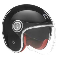 NOX PREMIUM KASK OTWARTY JET HERITAGE SOLID KOLOR CZARNY POŁYSK ROZMIAR M