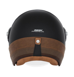 NOX PREMIUM KASK OTWARTY JET HERITAGE LEATHER KOLOR CZARNY/BRĄZOWY ROZMIAR L
