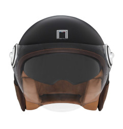 NOX PREMIUM KASK OTWARTY JET HERITAGE LEATHER KOLOR CZARNY/BRĄZOWY ROZMIAR XL