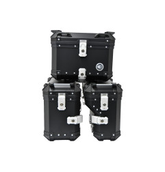 ZESTAW 3 KUFRÓW ALUMINIOWYCH (30L ASYMETRYCZNY + 36L + 45L) COOCASE CZARNY Z TORBĄ WEWNĘTRZNĄ