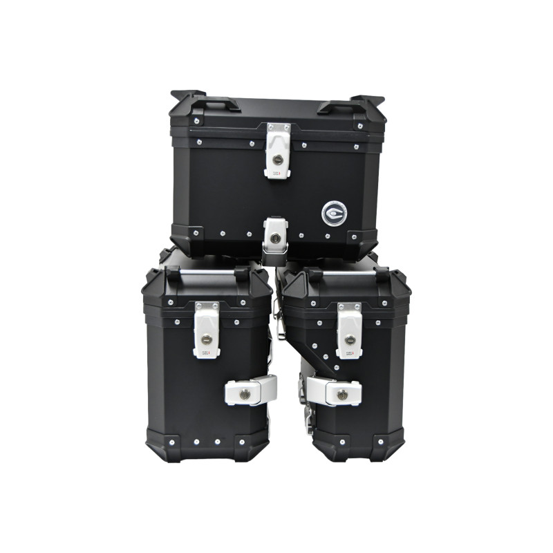 ZESTAW 3 KUFRÓW ALUMINIOWYCH (30L ASYMETRYCZNY + 36L + 45L) COOCASE CZARNY Z TORBĄ WEWNĘTRZNĄ ZESTAW 3 KUFRÓW ALUMINIOWYCH (30L ASYMETRYCZNY + 36L + 45L) COOCASE CZARNY Z TORBĄ WEWNĘTRZNĄ