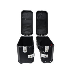 ZESTAW 3 KUFRÓW ALUMINIOWYCH (30L ASYMETRYCZNY + 36L + 45L) COOCASE CZARNY Z TORBĄ WEWNĘTRZNĄ