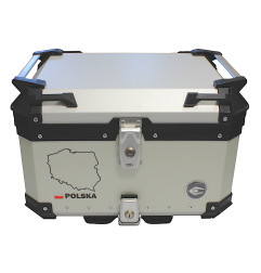 KUFER CENTRALNY ALUMINIOWY COOCASE 55L SREBRNY Z MAPĄ PL + TORBĄ WEWNĘTRZNĄ