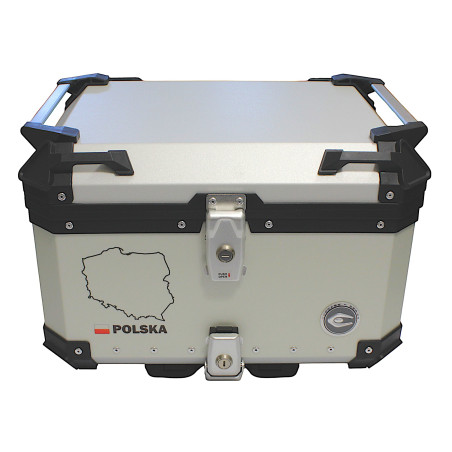 KUFER CENTRALNY ALUMINIOWY COOCASE 55L SREBRNY Z MAPĄ PL + TORBĄ WEWNĘTRZNĄ