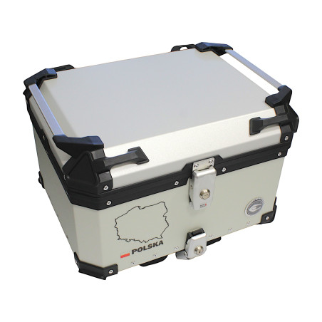 KUFER CENTRALNY ALUMINIOWY COOCASE 55L SREBRNY Z MAPĄ PL + TORBĄ WEWNĘTRZNĄ