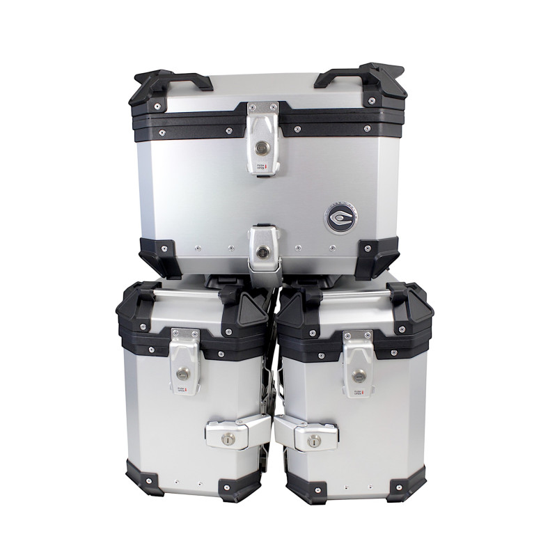 ZESTAW 3 KUFRÓW ALUMINIOWYCH (2X36L SYMETRYCZNE + 45L) COOCASE ANODOWANE ALUMINIUM Z TORBĄ WEWNĘTRZNĄ ZESTAW 3 KUFRÓW ALUMINIOWYCH (2X36L SYMETRYCZNE + 45L) COOCASE ANODOWANE ALUMINIUM Z TORBĄ WEWNĘTRZNĄ