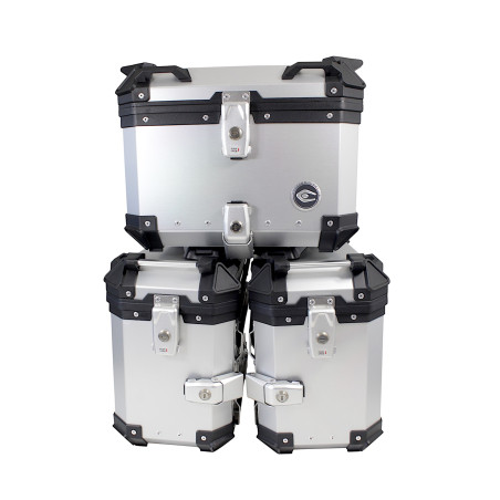 ZESTAW 3 KUFRÓW ALUMINIOWYCH (2X36L SYMETRYCZNE + 45L) COOCASE ANODOWANE ALUMINIUM Z TORBĄ WEWNĘTRZNĄ