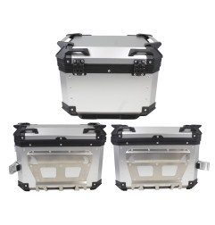 ZESTAW 3 KUFRÓW ALUMINIOWYCH (2X36L SYMETRYCZNE + 45L) COOCASE SREBRNY Z TORBĄ WEWNĘTRZNĄ