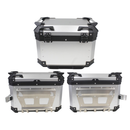 ZESTAW 3 KUFRÓW ALUMINIOWYCH (2X36L SYMETRYCZNE + 45L) COOCASE SREBRNY Z TORBĄ WEWNĘTRZNĄ