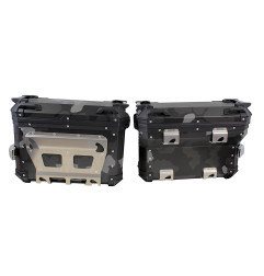 ZESTAW 3 KUFRÓW ALUMINIOWYCH (30L ASYMETRYCZNY + 36L + 45L) COOCASE SZARY CAMO Z TORBĄ WEWNĘTRZNĄ