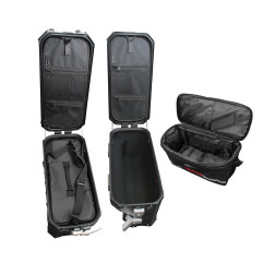 ZESTAW 3 KUFRÓW ALUMINIOWYCH (30L ASYMETRYCZNY + 36L + 45L) COOCASE SZARY CAMO Z TORBĄ WEWNĘTRZNĄ