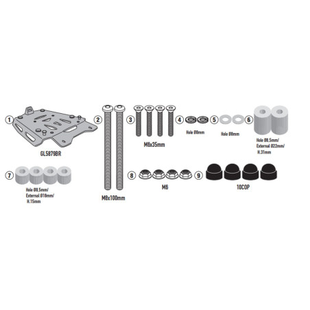 KAPPA STELAŻ KUFRA CENTRALNEGO (ANODOWANE ALUMINIUM) VOGE VALICO 900 DSX '24-'25 ALUMINIOWY MONOKEY