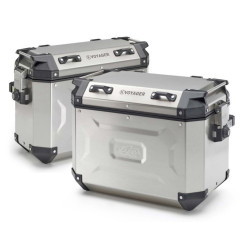 KAPPA KUFRY BOCZNE 37L PRAWY I 48L LEWY MONOKEY CAM SIDE KVG48A KVG37A K'VOYAGER ALUMINIOWE KOLOR SREBRNY
