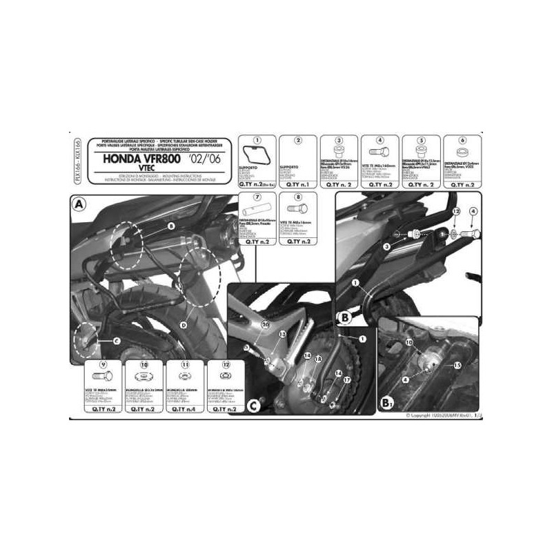 KAPPA STELAŻ KUFRÓW BOCZNYCH MONOKEY SIDE HONDA VFR 800 '02-'11 - TYLKO POD KUFRY K33N K'ROAD