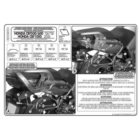 KAPPA STELAŻ KUFRÓW BOCZNYCH MONOKEY SIDE HONDA CBF 500 '04-'12 /600/1000 - TYLKO POD KUFRY K33N K'ROAD