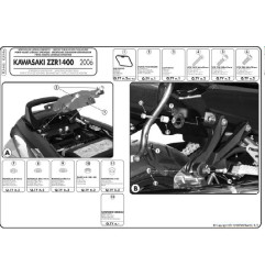 KAPPA STELAŻ KUFRÓW BOCZNYCH MONOKEY SIDE KAWASAKI ZZR 1400 '06-'11 ZX 14 '06-'11 - TYLKO POD KUFRY K33N K'ROAD