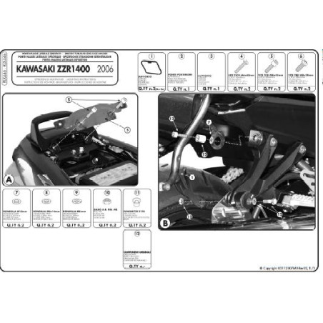 KAPPA STELAŻ KUFRÓW BOCZNYCH MONOKEY SIDE KAWASAKI ZZR 1400 '06-'11 ZX 14 '06-'11 - TYLKO POD KUFRY K33N K'ROAD