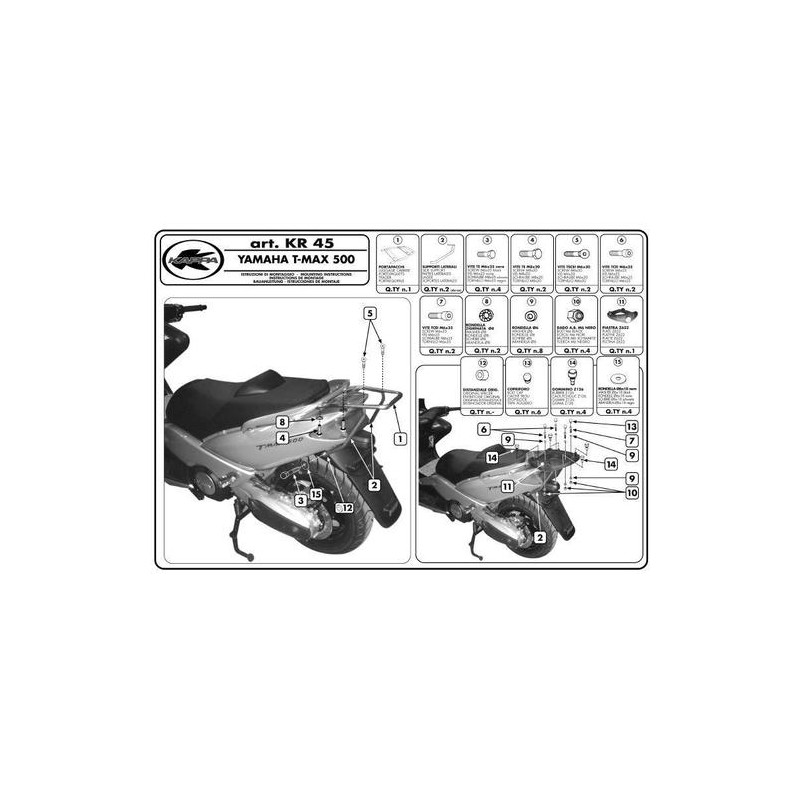 KAPPA STELAŻ KUFRA CENTRALNEGO YAMAHA T-MAX 500 (01-07) ( Z PŁYTĄ MONOKEY )