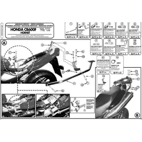 KAPPA STELAŻ KUFRA CENTRALNEGO HONDA CB 600 HORNET (98-02) ( BEZ PŁYTY )
