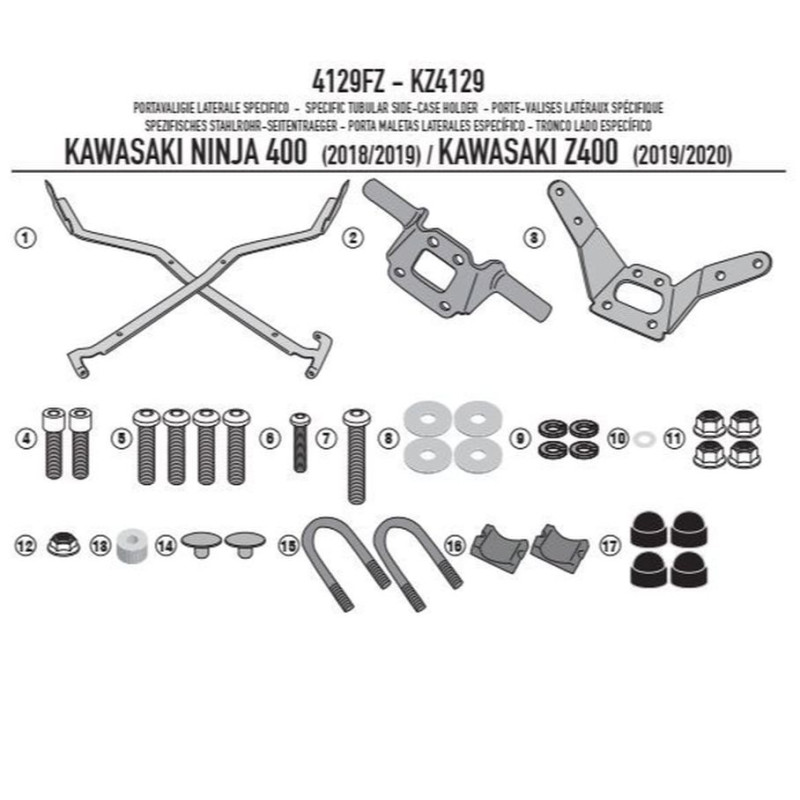 KAPPA STELAŻ KUFRA CENTRALNEGO KAWASAKI NINJA 400 (18-22) Z 400 (19-22) (BEZ PŁYTY)