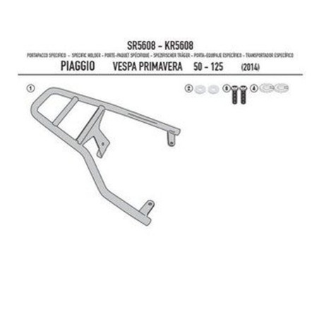 KAPPA STELAŻ KUFRA CENTRALNEGO PIAGGIO Vespa Primavera 50-125-150 (14-25), Vespa Sprint 50-125-150 (14-25) ( BEZ PŁYTY )