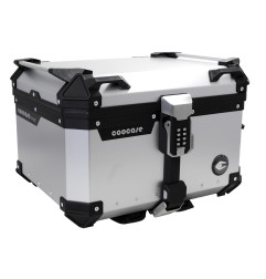 KUFER CENTRALNY ALUMINIOWY COOCASE 55L KEYLESS Z WYSUWANYM OPARCIEM SREBRNY