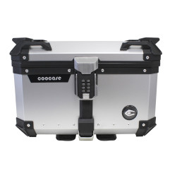 KUFER CENTRALNY ALUMINIOWY COOCASE 55L KEYLESS Z WYSUWANYM OPARCIEM SREBRNY