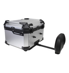 KUFER CENTRALNY ALUMINIOWY COOCASE 55L KEYLESS Z WYSUWANYM OPARCIEM SREBRNY