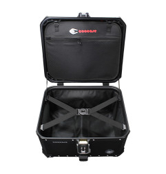 KUFER CENTRALNY ALUMINIOWY COOCASE 55L KEYLESS Z WYSUWANYM OPARCIEM CZARNY