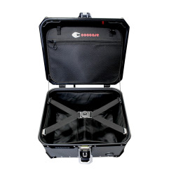 KUFER CENTRALNY ALUMINIOWY COOCASE 55L KEYLESS Z WYSUWANYM OPARCIEM SREBRNY