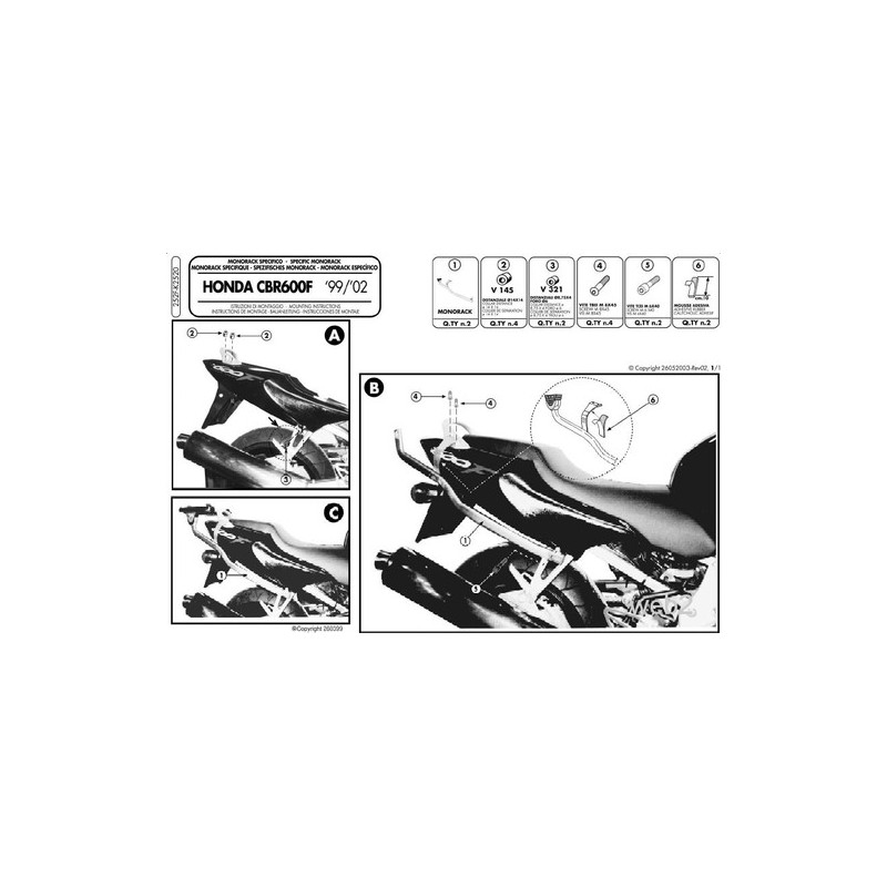 KAPPA STELAŻ KUFRA CENTRALNEGO HONDA CBR 600F (99-09) ( BEZ PŁYTY )