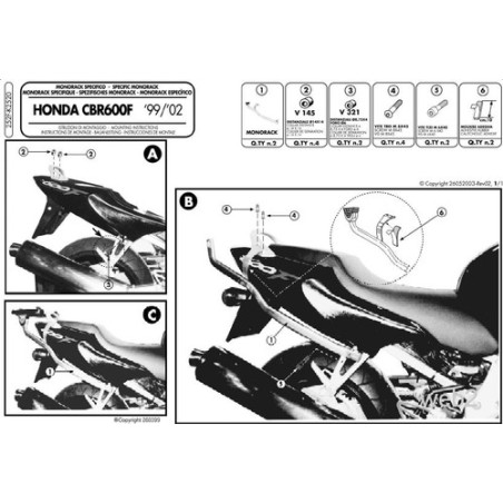 KAPPA STELAŻ KUFRA CENTRALNEGO HONDA CBR 600F (99-09) ( BEZ PŁYTY )